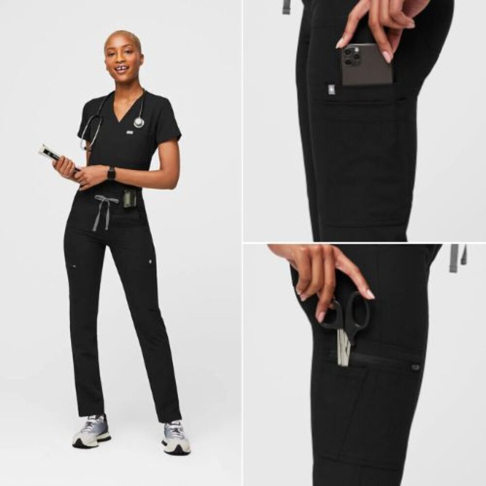 Figs Technical Collection Black High Waisted Yola Scrub Pants 4XL 36152